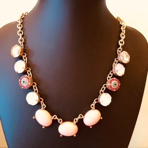 Gold-tone Coral & Frosted Clear Pearly Necklace